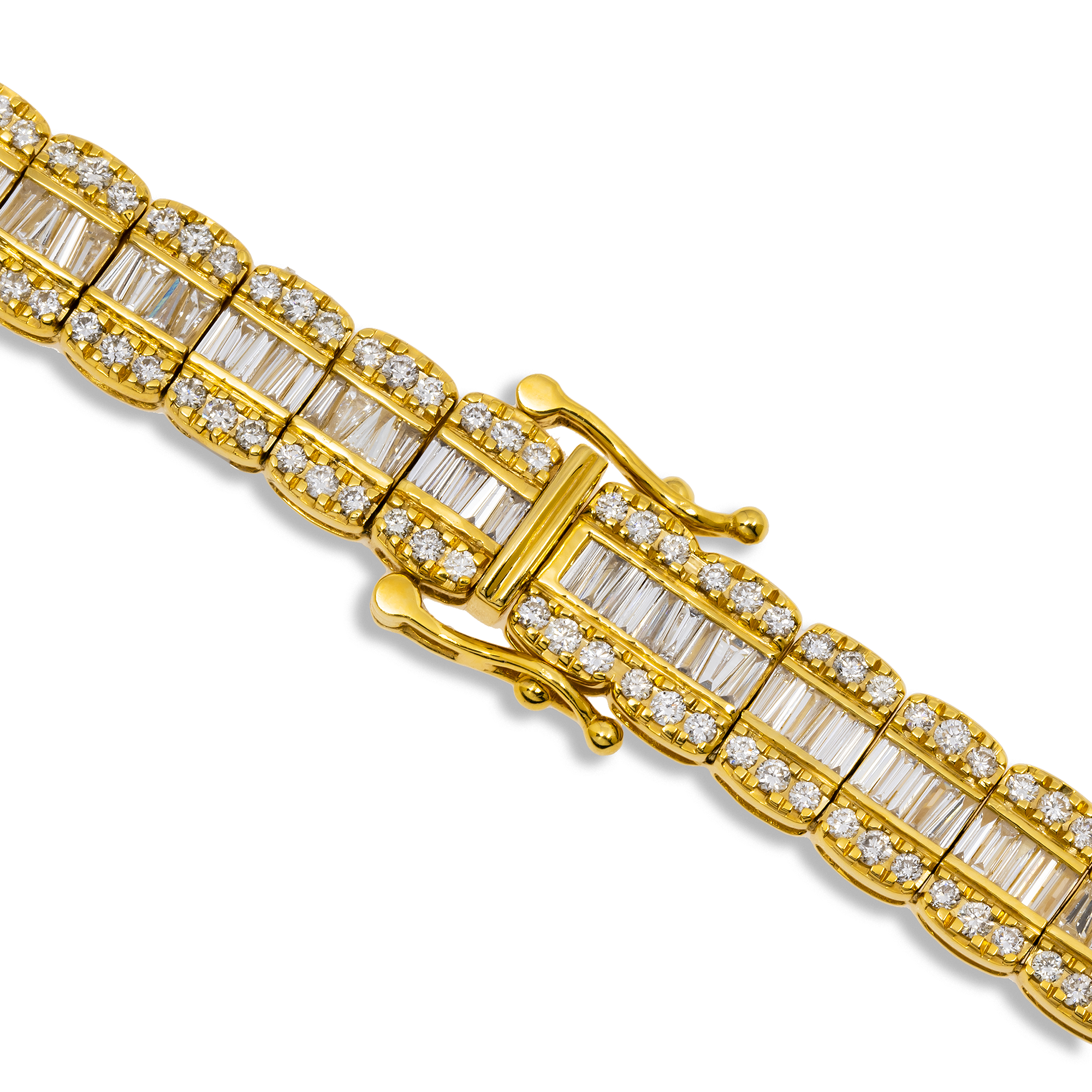 10K GOLD 9MM BAGUETTE AND ROUND DIAMOND CHAIN 20.09 CT