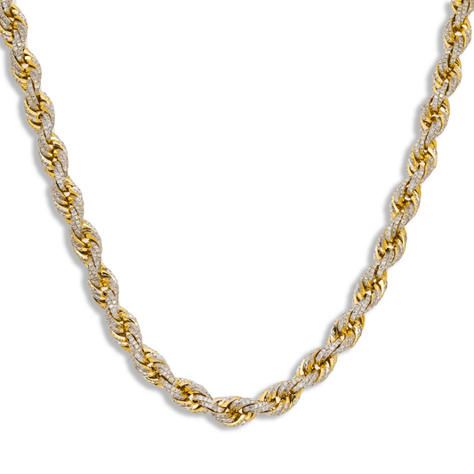 10K GOLD DIAMOND 6.71MM ROPE CHAIN 23.95 CT