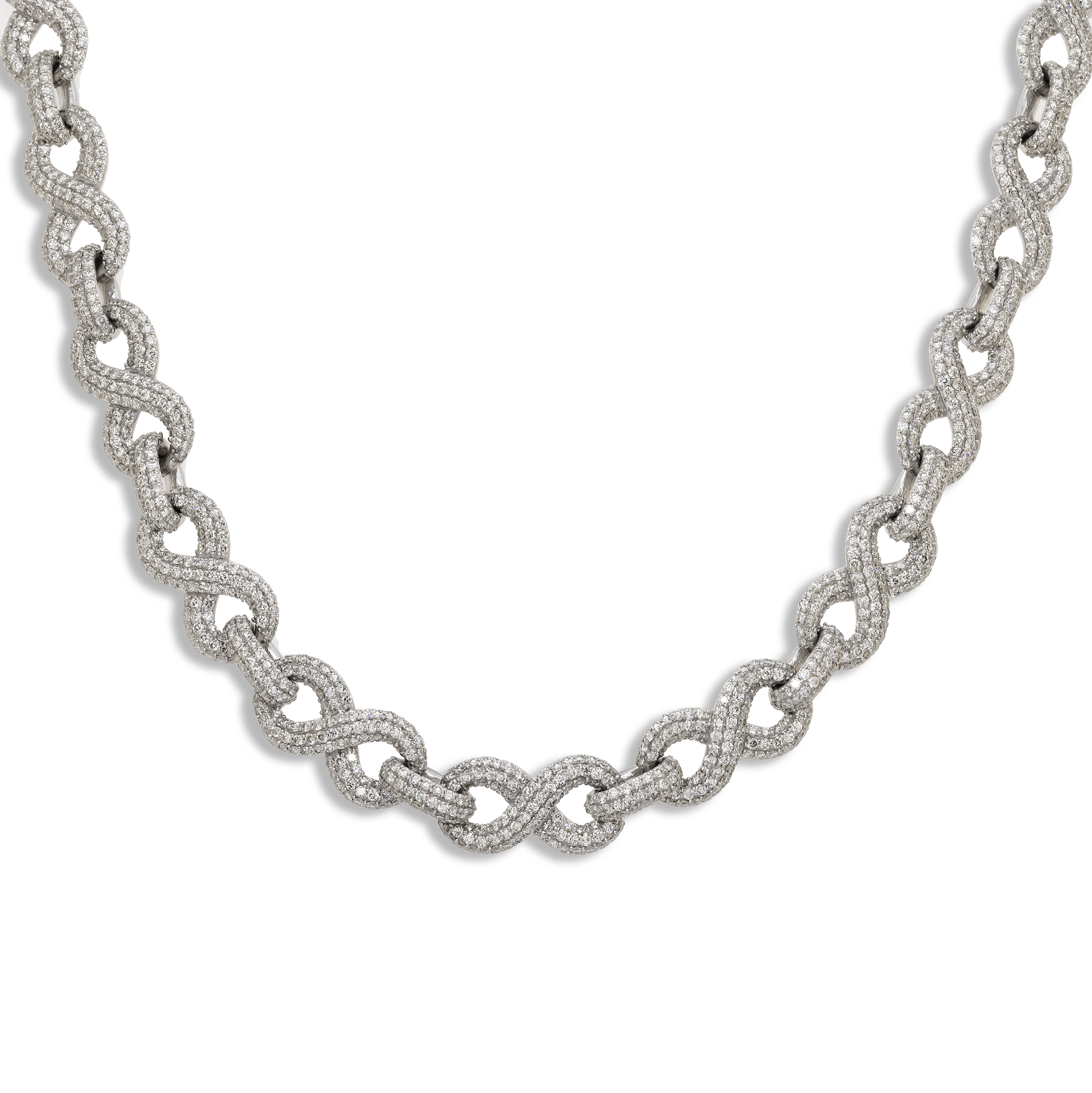 10K GOLD 11MM DIAMOND INFINITY ROLO LINK CHAIN 29.95 CT