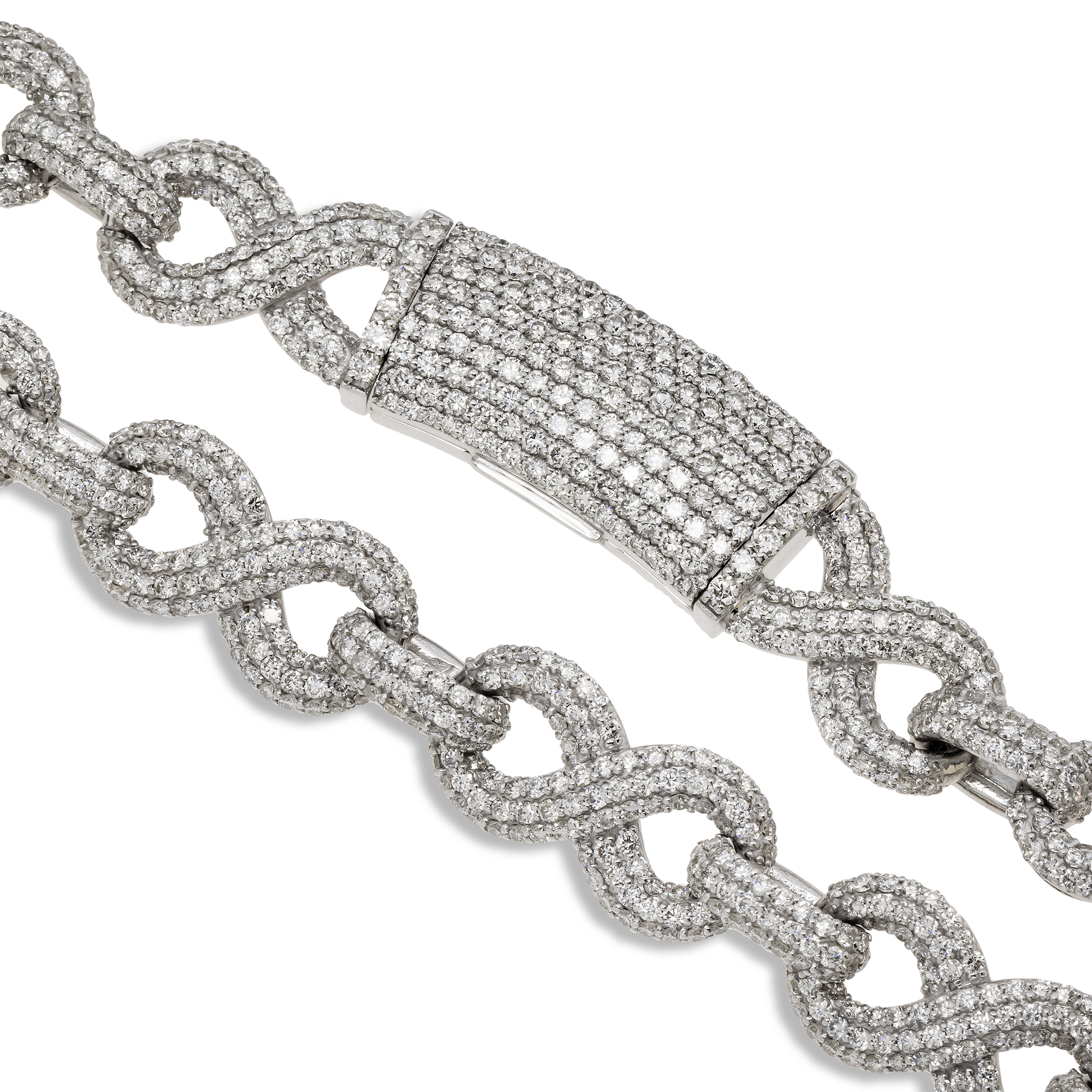10K GOLD 11MM DIAMOND INFINITY ROLO LINK CHAIN 29.95 CT