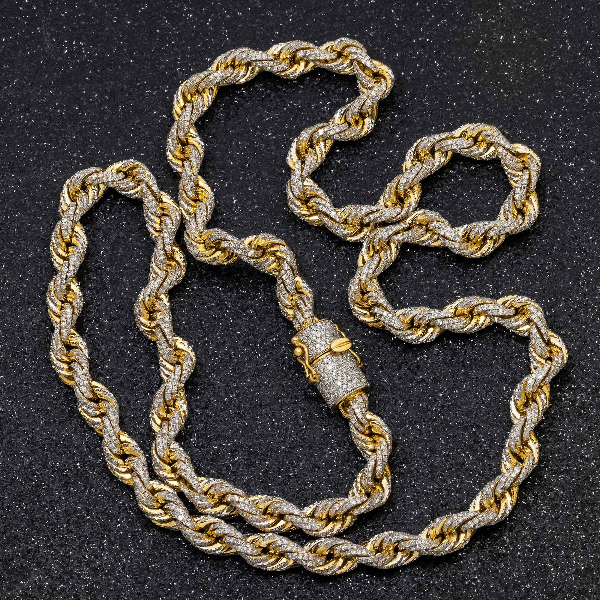 10K GOLD DIAMOND 6.71MM ROPE CHAIN 23.95 CT