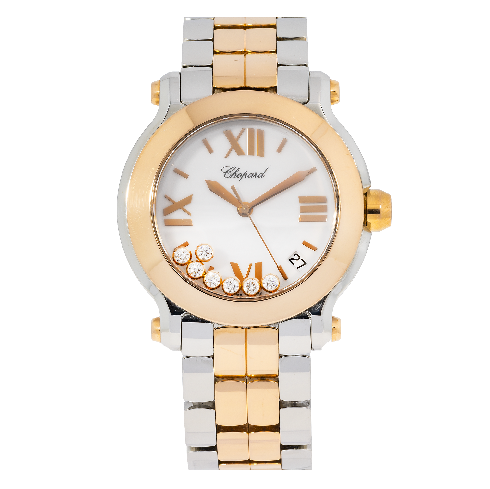CHOPARD HAPPY SPORT 274189-5007 30MM WHITE DIAL AND ROSE GOLD BEZEL
