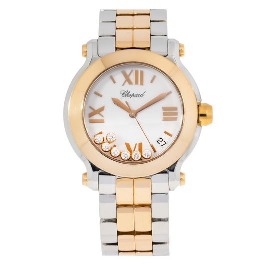 CHOPARD HAPPY SPORT 274189-5007 30MM WHITE DIAL AND ROSE GOLD BEZEL
