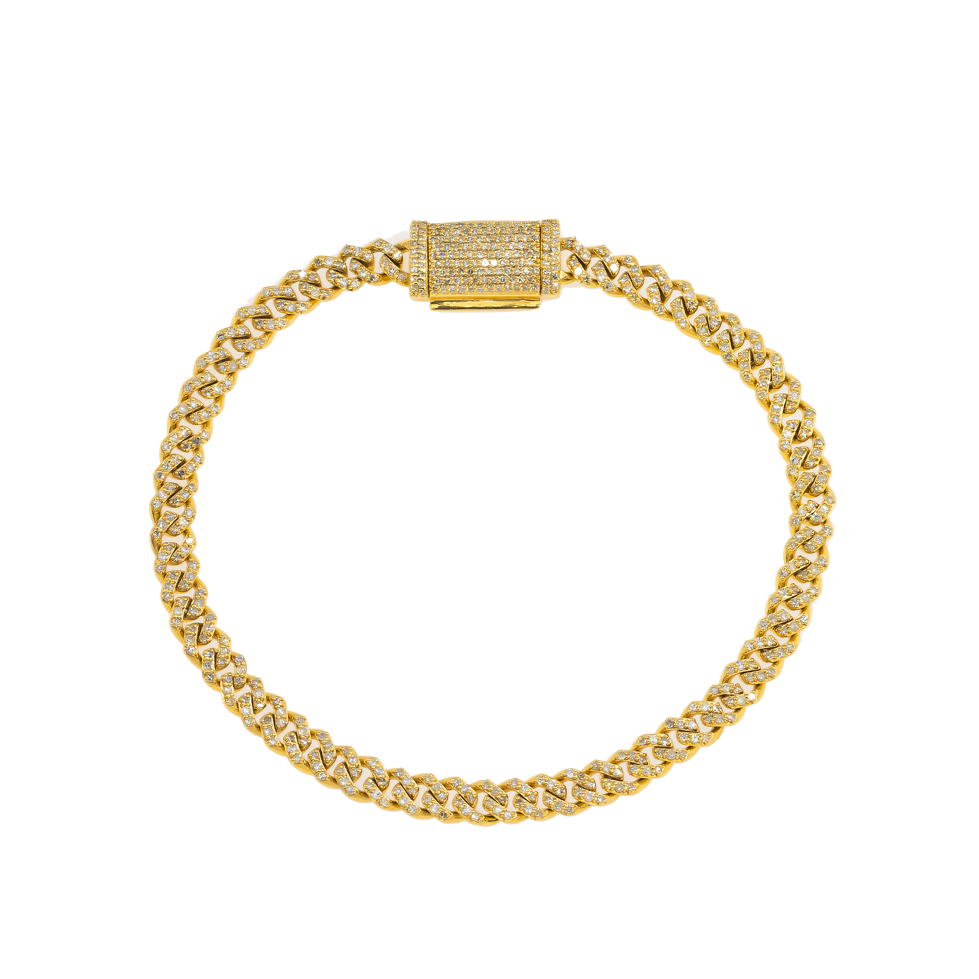 14K GOLD CUBAN LINK BRACELET 2.45 CT DIAMONDS