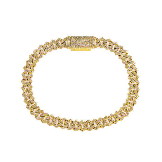14K GOLD CUBAN LINK BRACELET 4.01 CT DIAMONDS