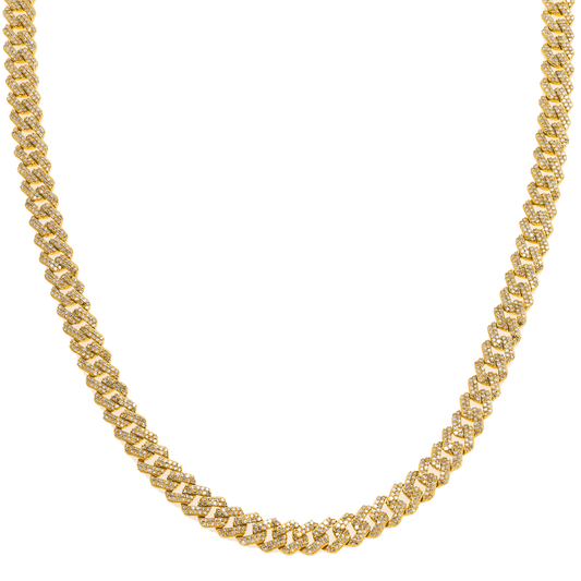 14K GOLD DIAMOND 8MM CUBAN LINK CHAIN 13.00 CT