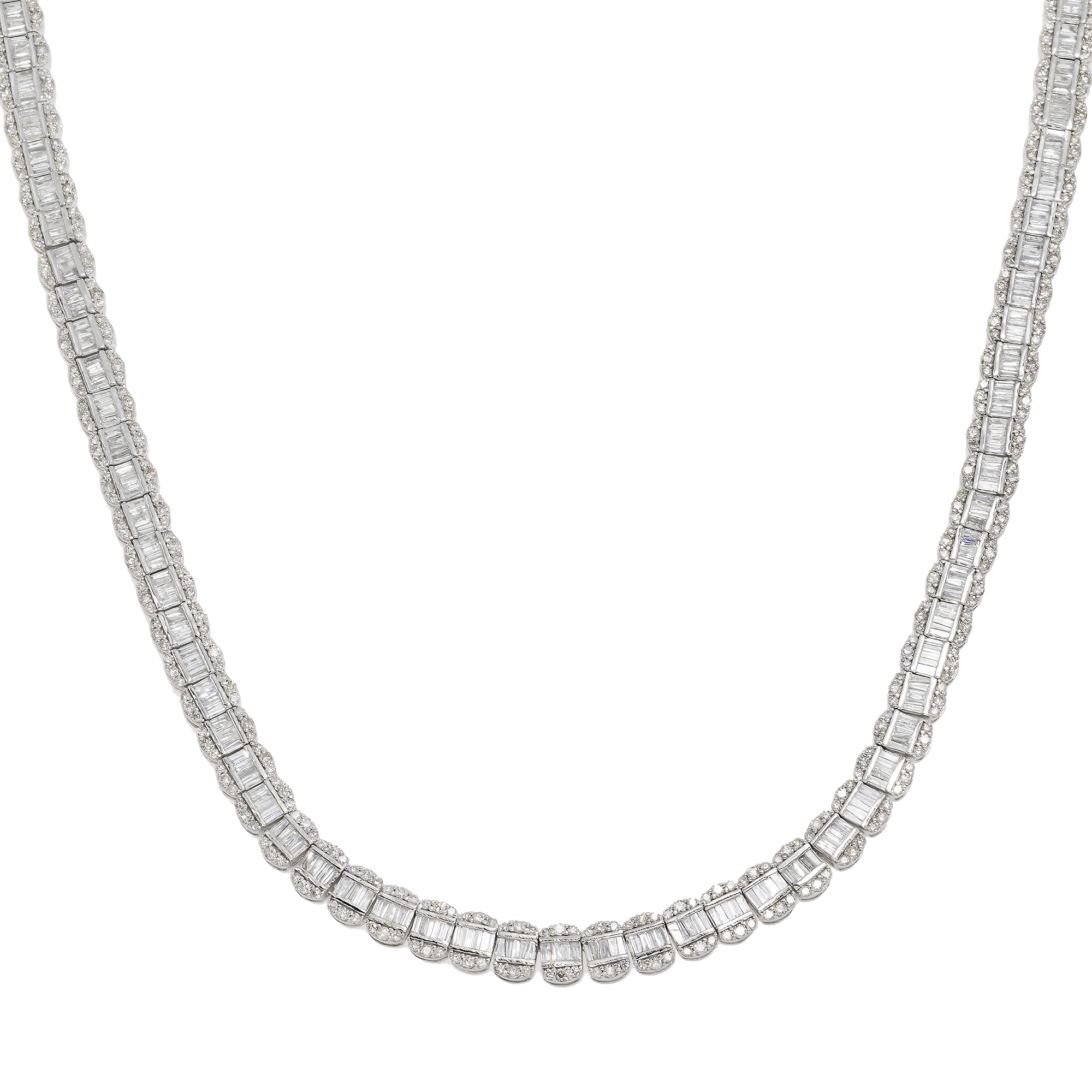 14K GOLD BAGUETTE AND ROUND DIAMOND CHAIN 16.74 CT