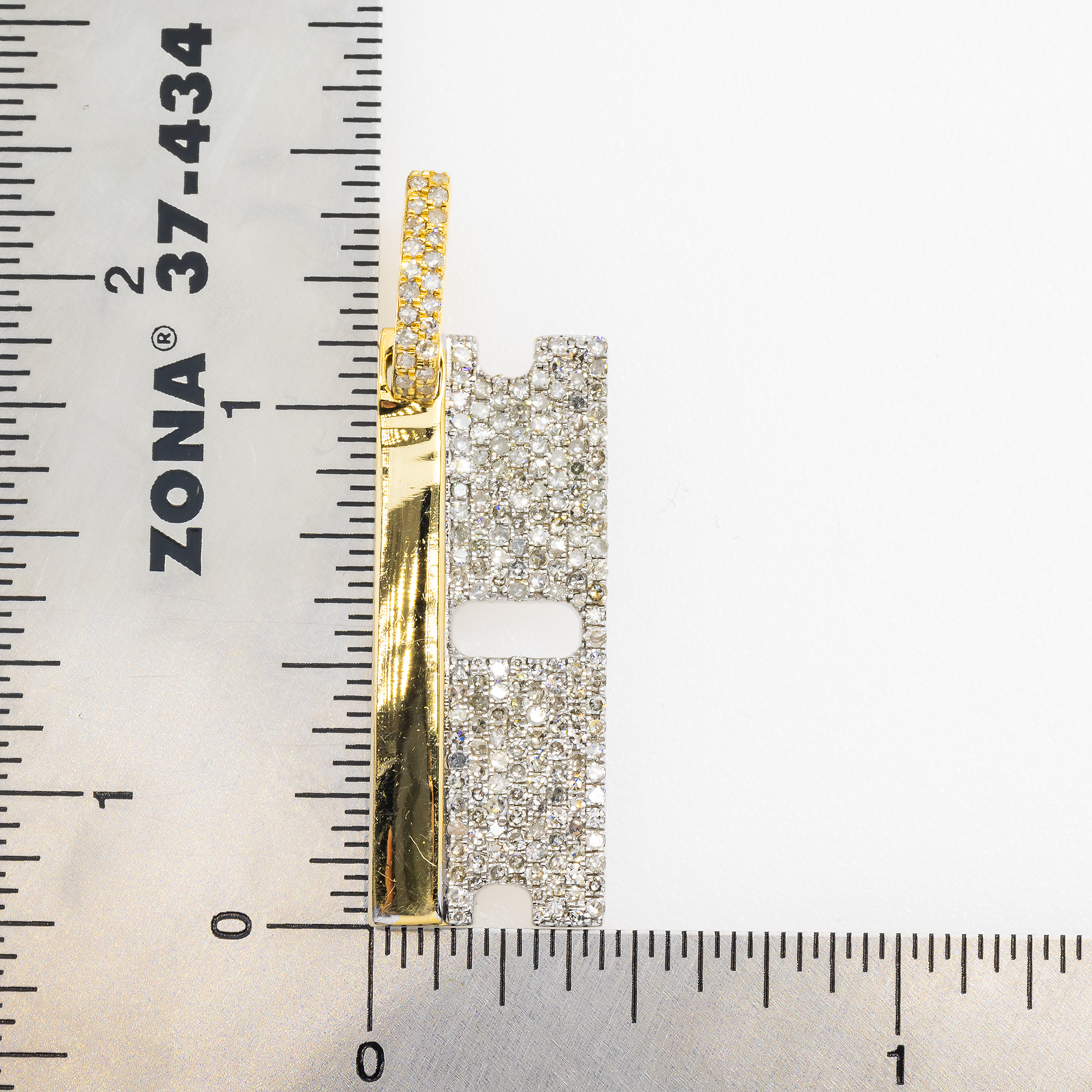 14K GOLD DIAMOND RAZOR BLADE PENDANT 1.37 CT