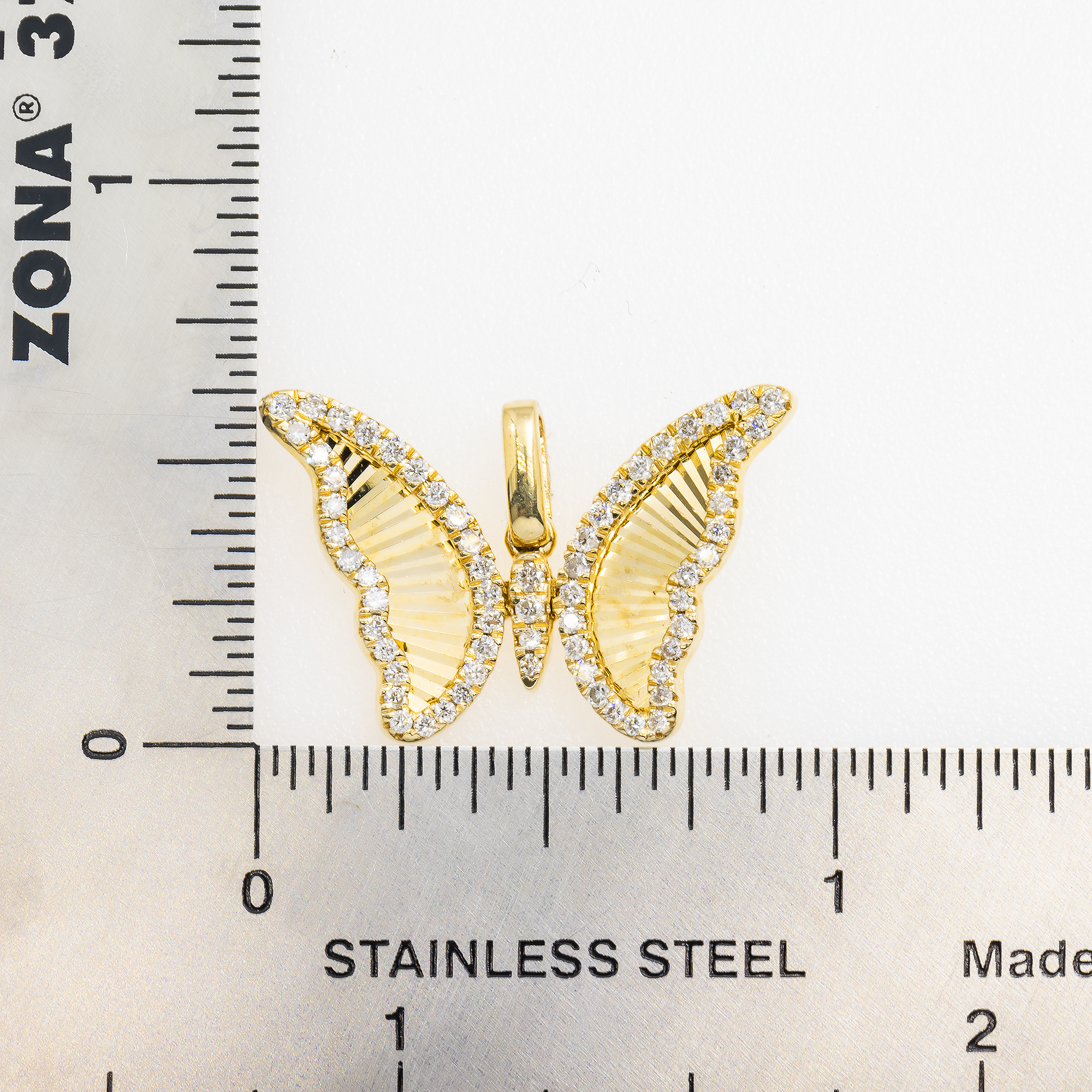 14K GOLD ROUND DIAMOND BUTTERFLY PENDANT 0.61 CT