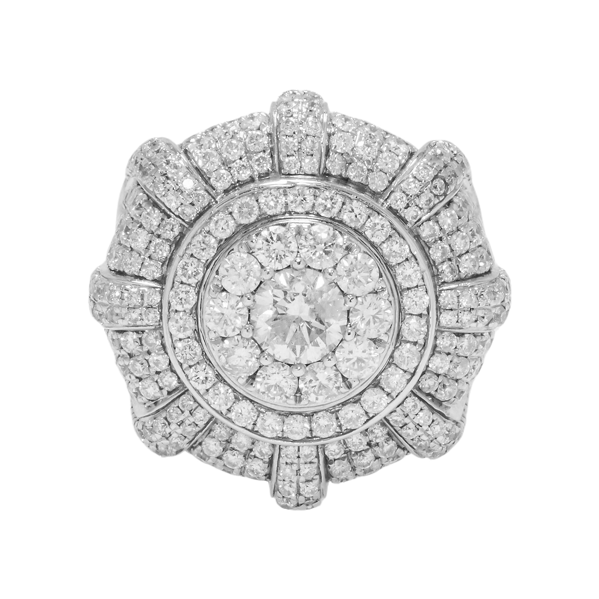 14K GOLD ROUND DIAMOND 3D STATEMENT RING 6.00 CT