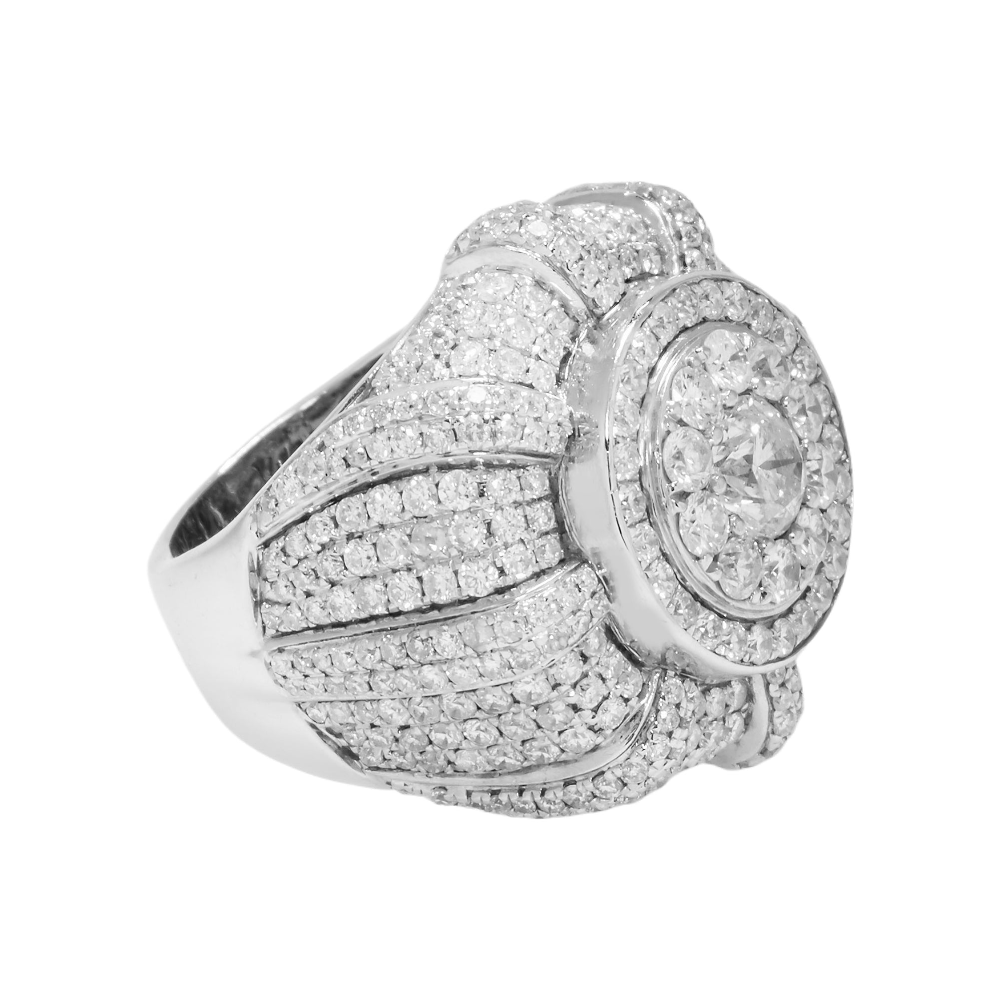 14K GOLD ROUND DIAMOND 3D STATEMENT RING 6.00 CT