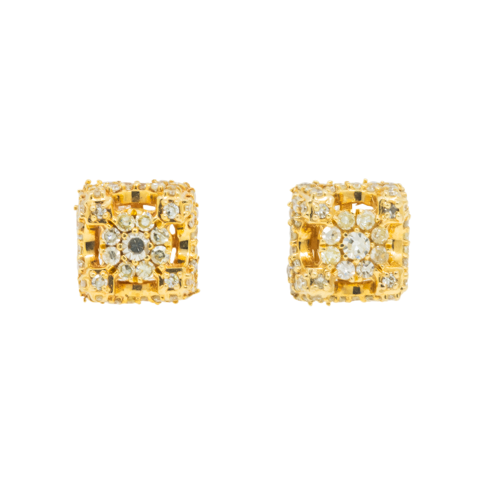 14K GOLD DIAMOND SQUARE SHAPE EARRINGS 0.50 CTW