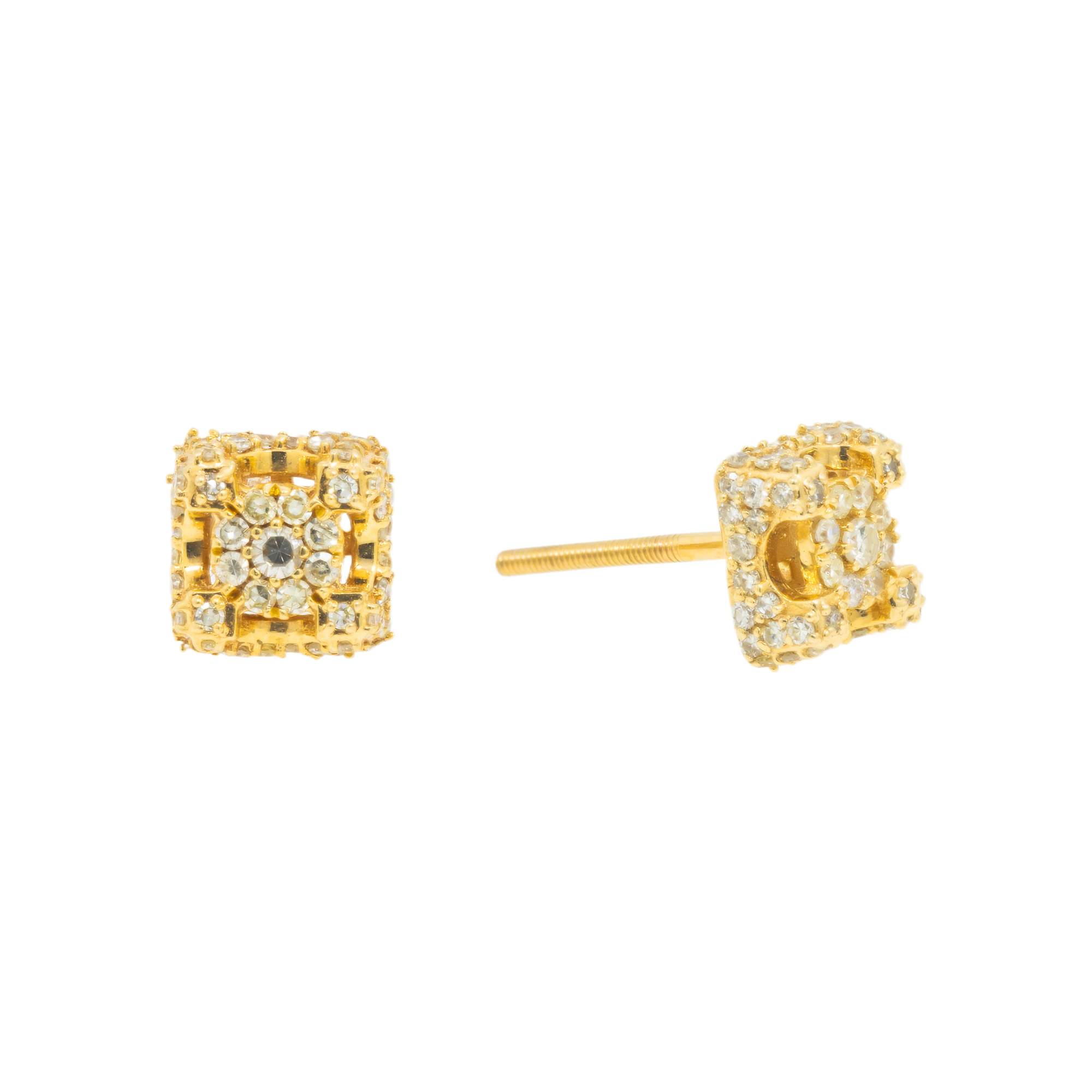 14K GOLD DIAMOND SQUARE SHAPE EARRINGS 0.50 CTW