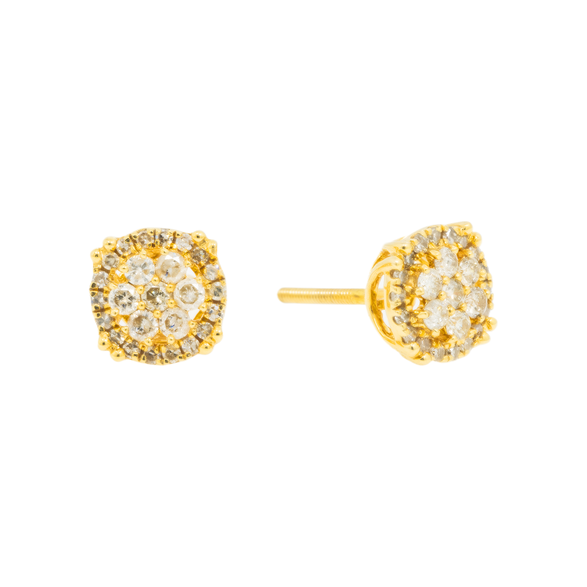14K GOLD DIAMOND CIRCLE SHAPE EARRINGS 0.60 CTW
