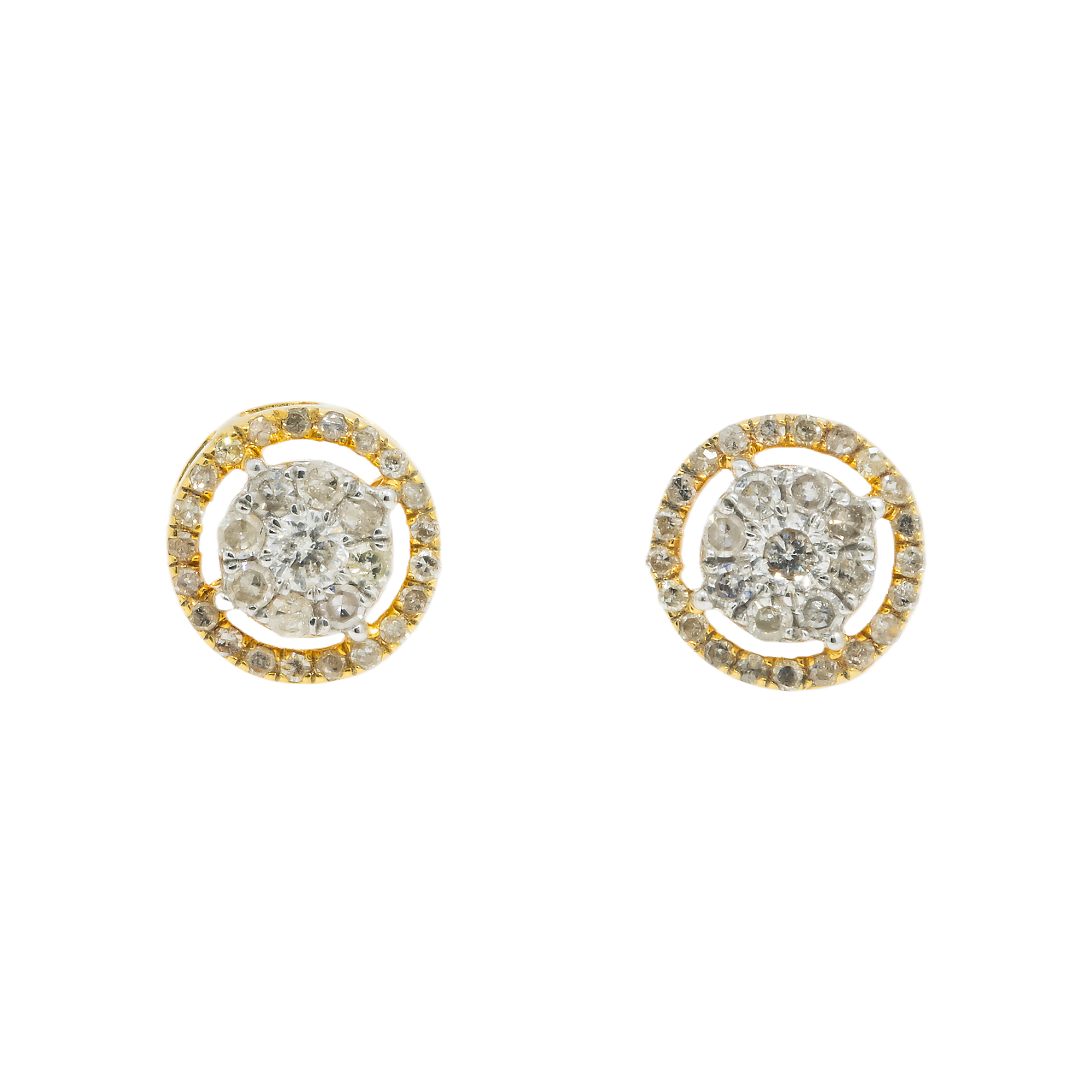 14K GOLD ROUND DIAMOND HALO EARRINGS 0.40 CTW