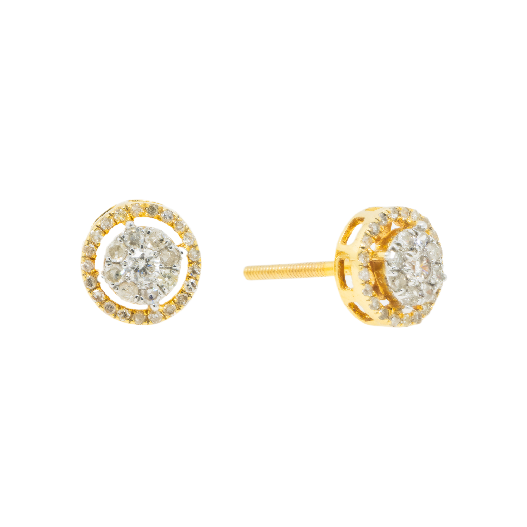 14K GOLD ROUND DIAMOND HALO EARRINGS 0.40 CTW