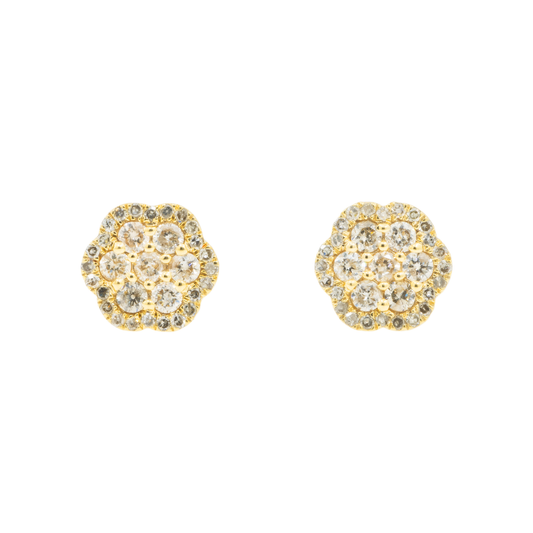 14K GOLD DIAMOND CLUSTER FLOWER SHAPE EARRINGS 0.64 CTW