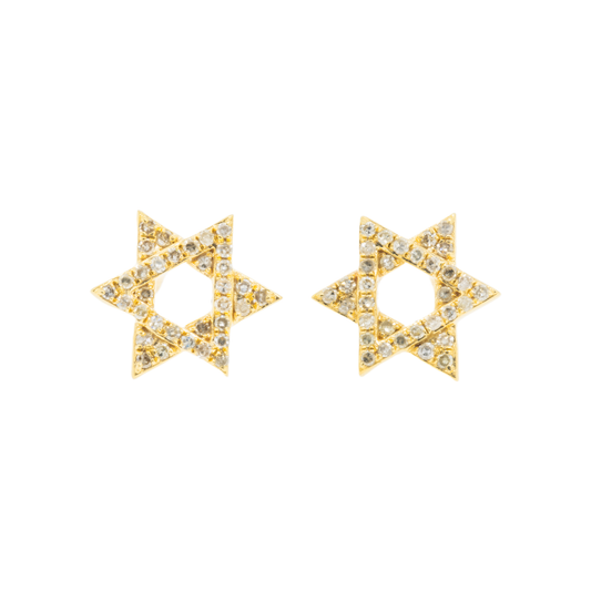 14K GOLD DIAMOND STAR OF DAVID EARRINGS 0.31 CTW