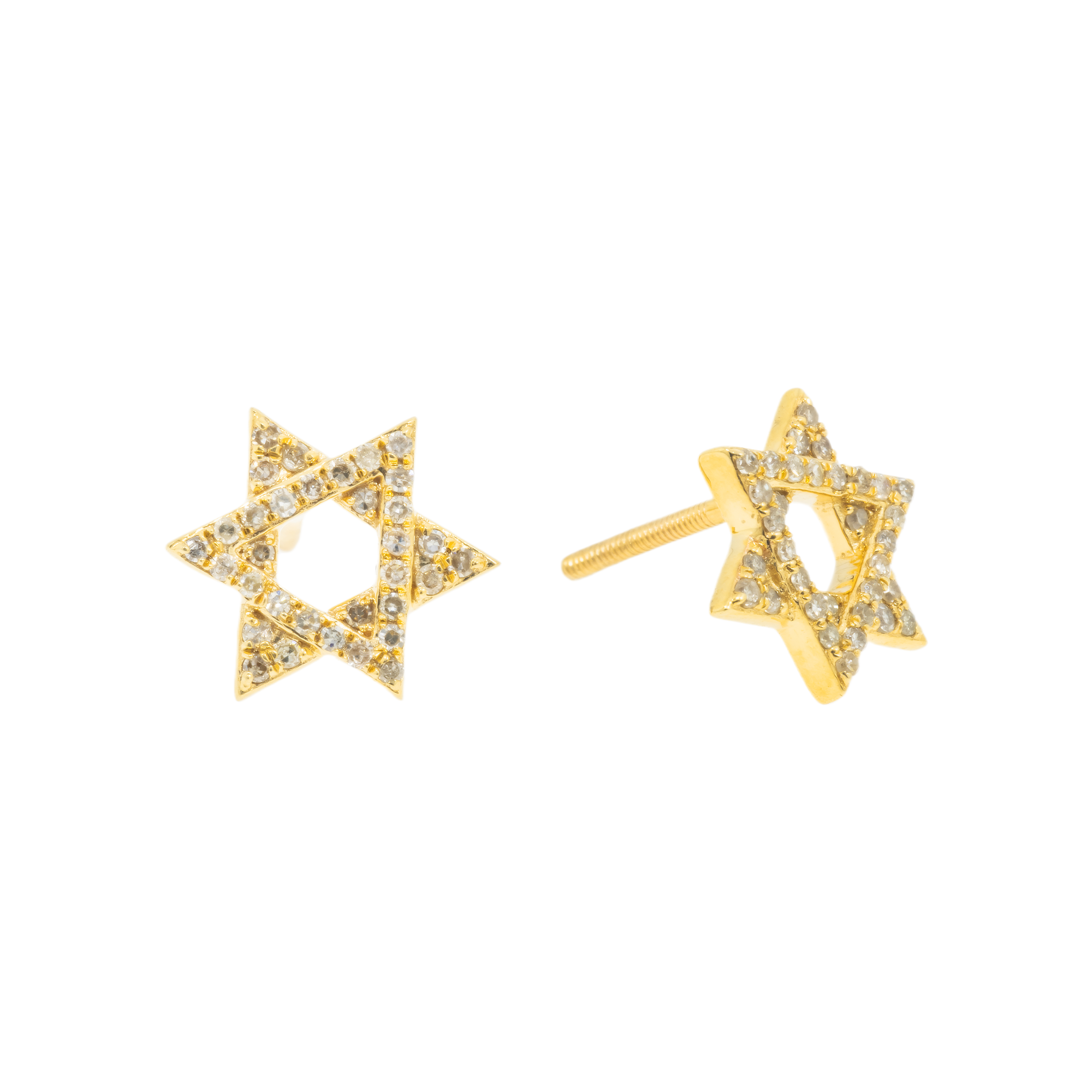 14K GOLD DIAMOND STAR OF DAVID EARRINGS 0.31 CTW