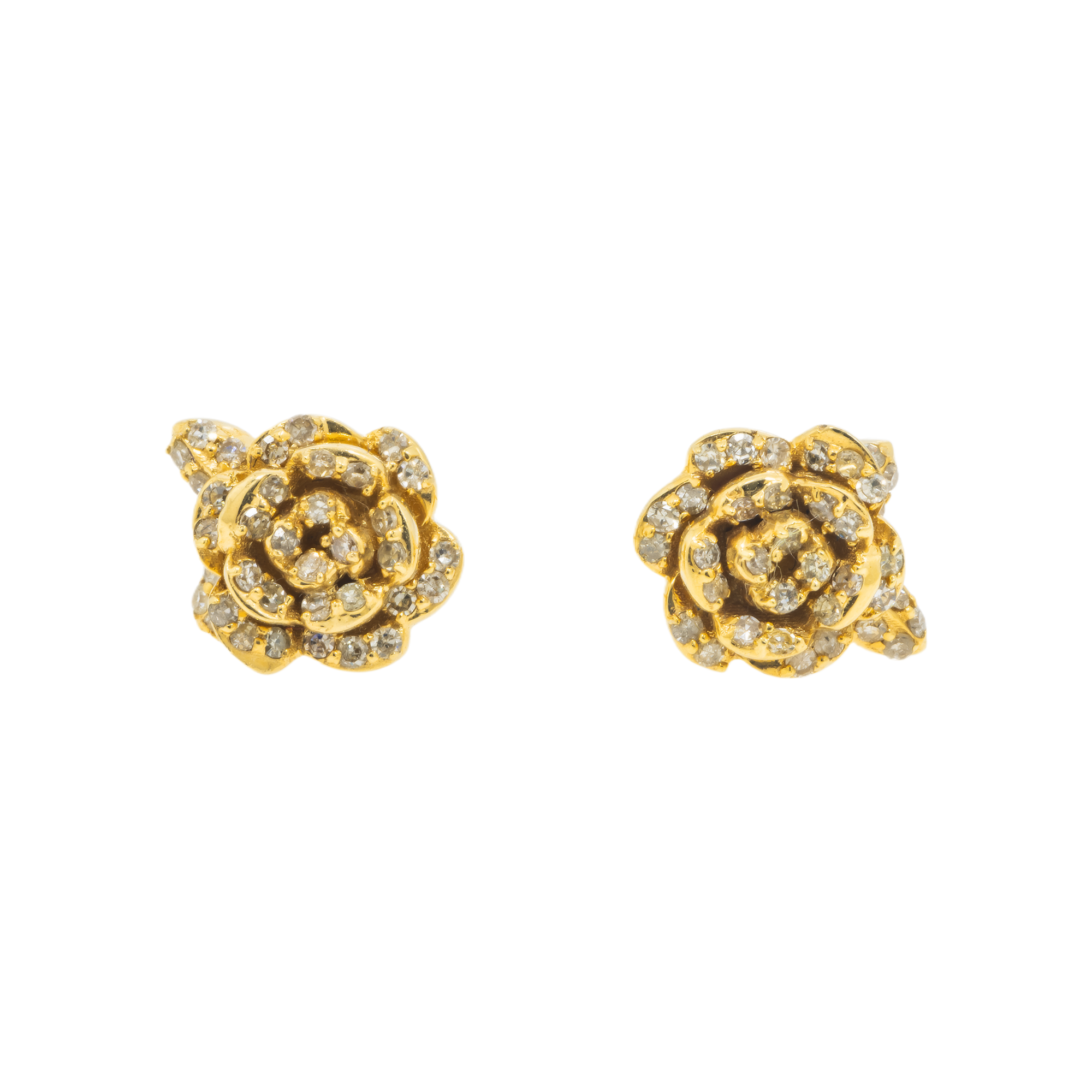 14K GOLD DIAMOND ROSE EARRINGS 0.48 CTW