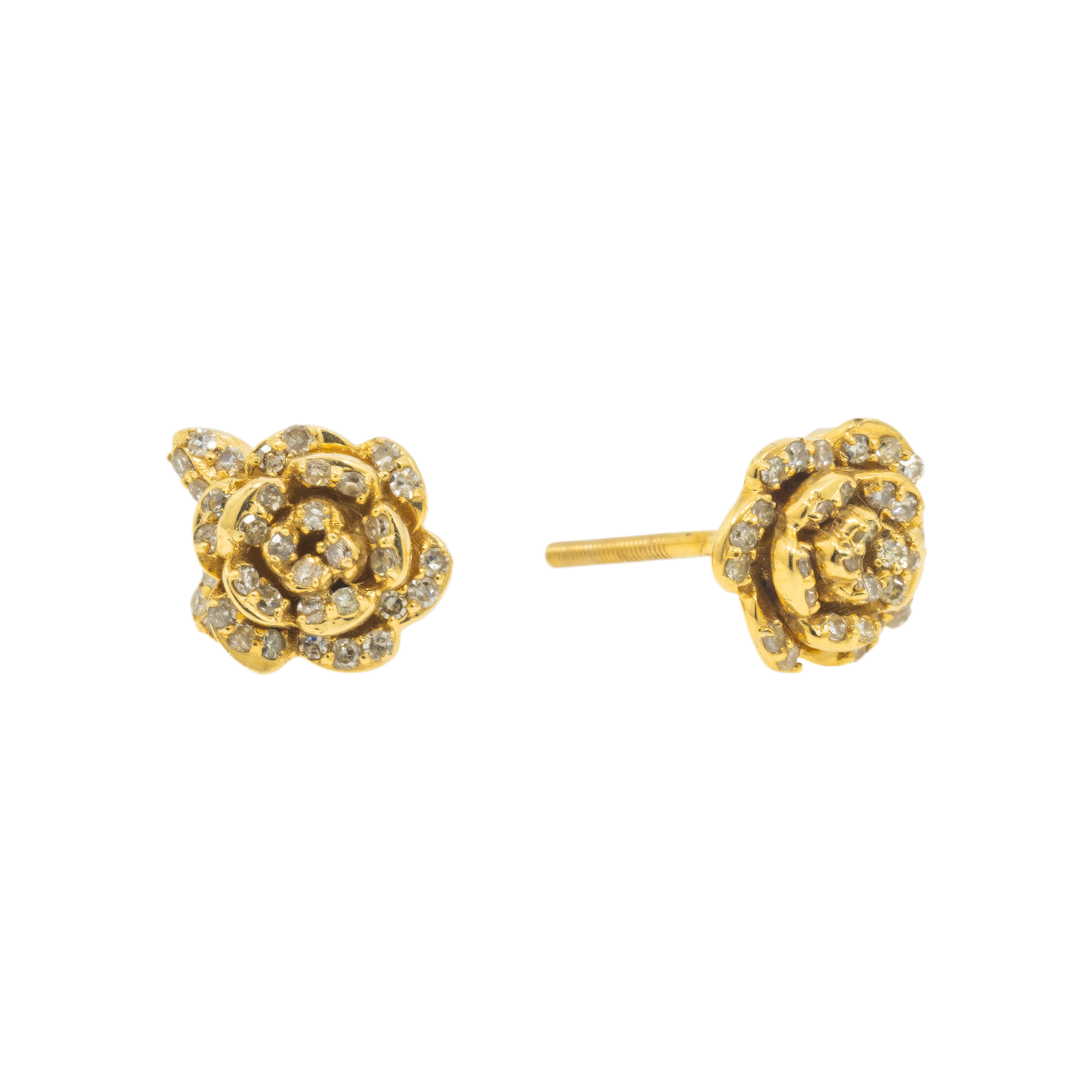 14K GOLD DIAMOND ROSE EARRINGS 0.48 CTW