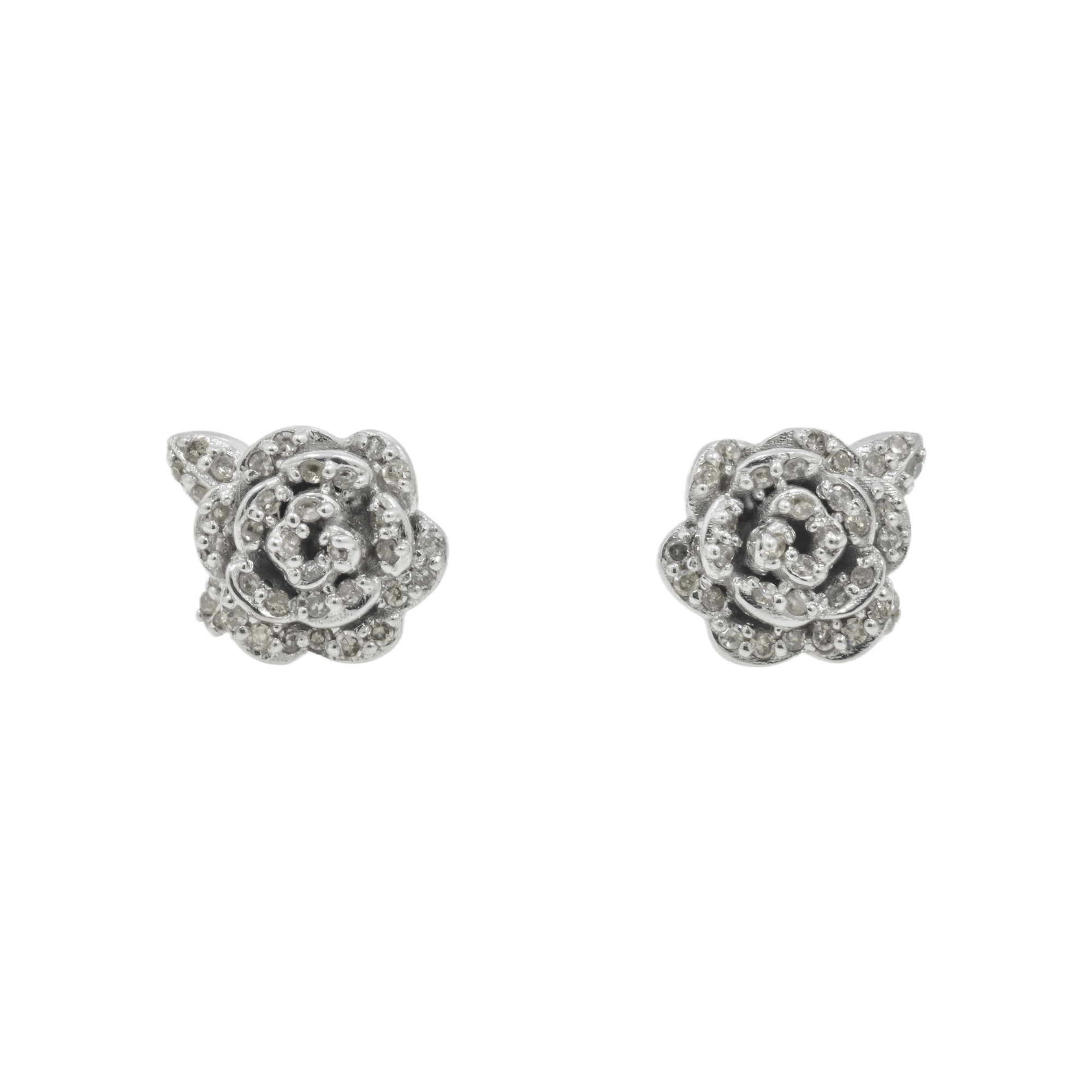 14K GOLD DIAMOND ROSE EARRINGS 0.48 CTW