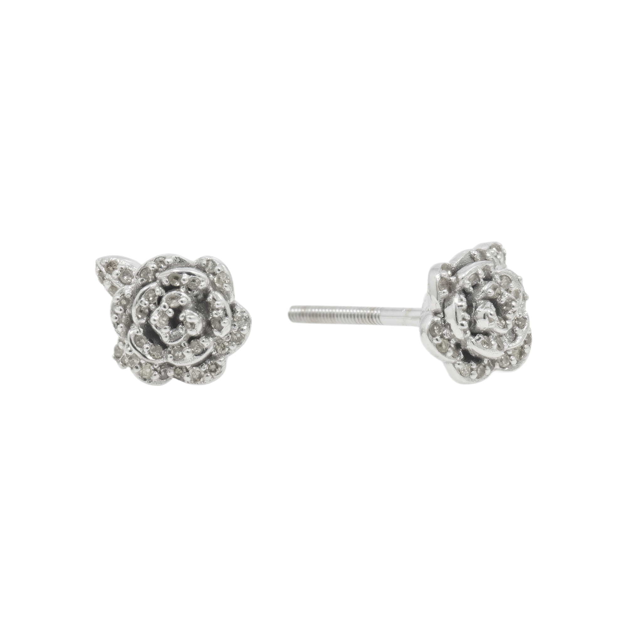 14K GOLD DIAMOND ROSE EARRINGS 0.48 CTW