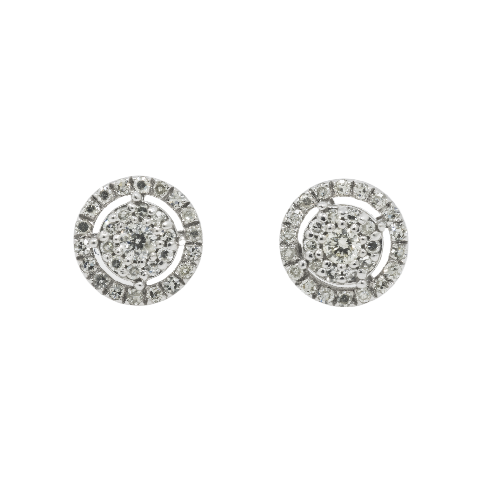 14K GOLD ROUND DIAMOND HALO EARRINGS 0.40 CTW