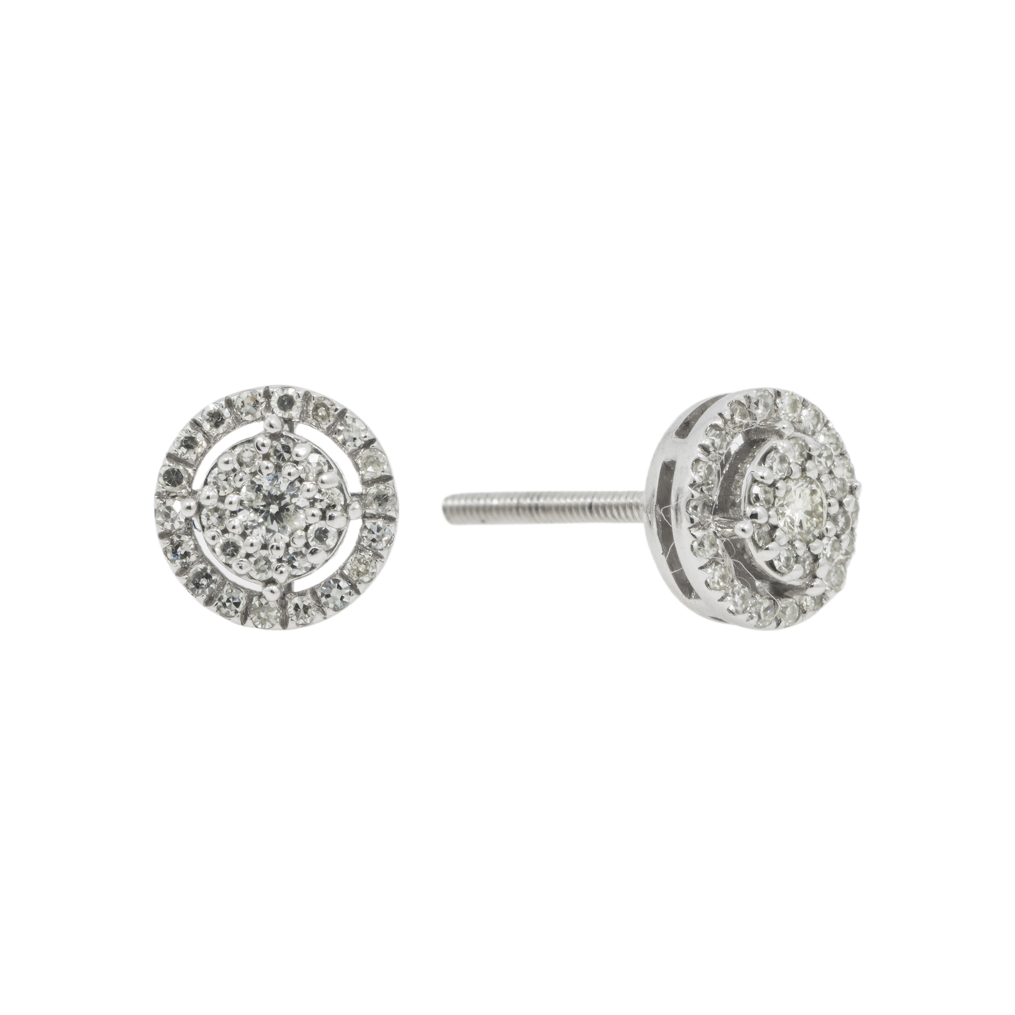 14K GOLD ROUND DIAMOND HALO EARRINGS 0.40 CTW