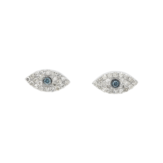 14K GOLD COLORED DIAMOND EVIL EYE EARRINGS 0.30 CTW