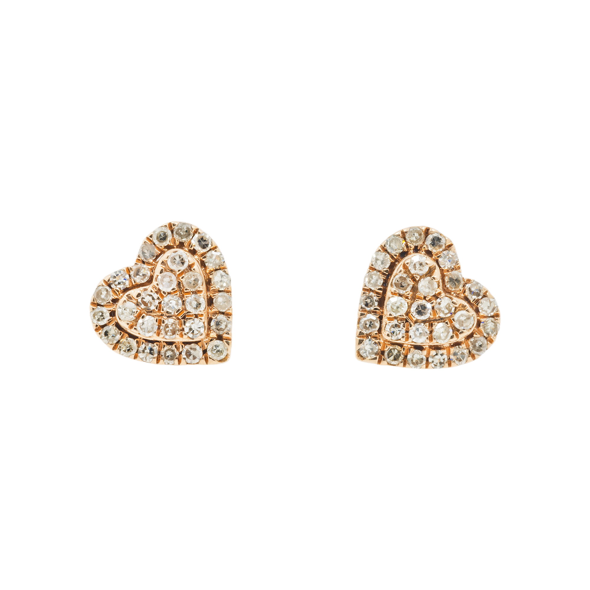 14K GOLD DIAMOND HEART EARRINGS 0.22 CTW