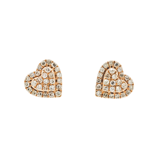 14K GOLD DIAMOND HEART EARRINGS 0.22 CTW