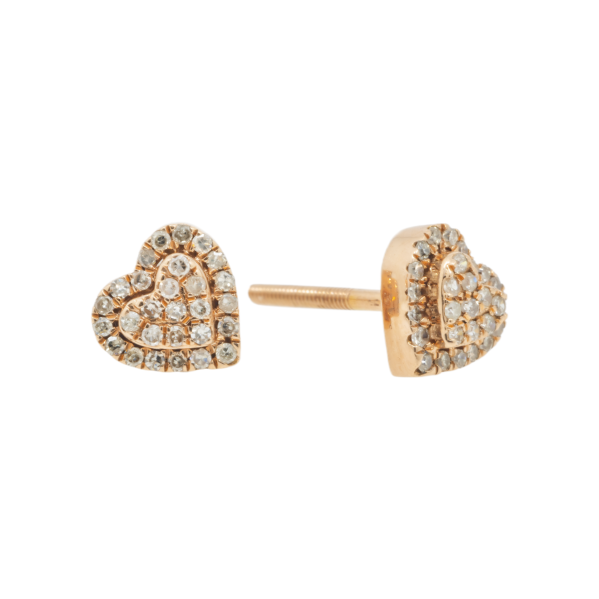 14K GOLD DIAMOND HEART EARRINGS 0.22 CTW