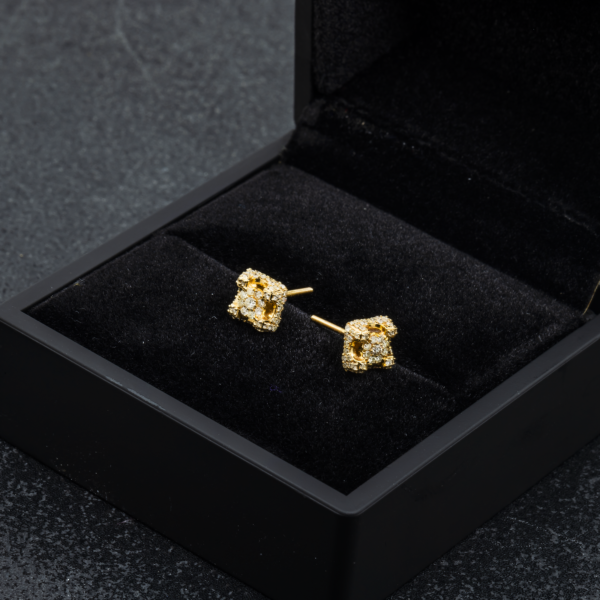 14K GOLD DIAMOND SQUARE SHAPE EARRINGS 0.50 CTW