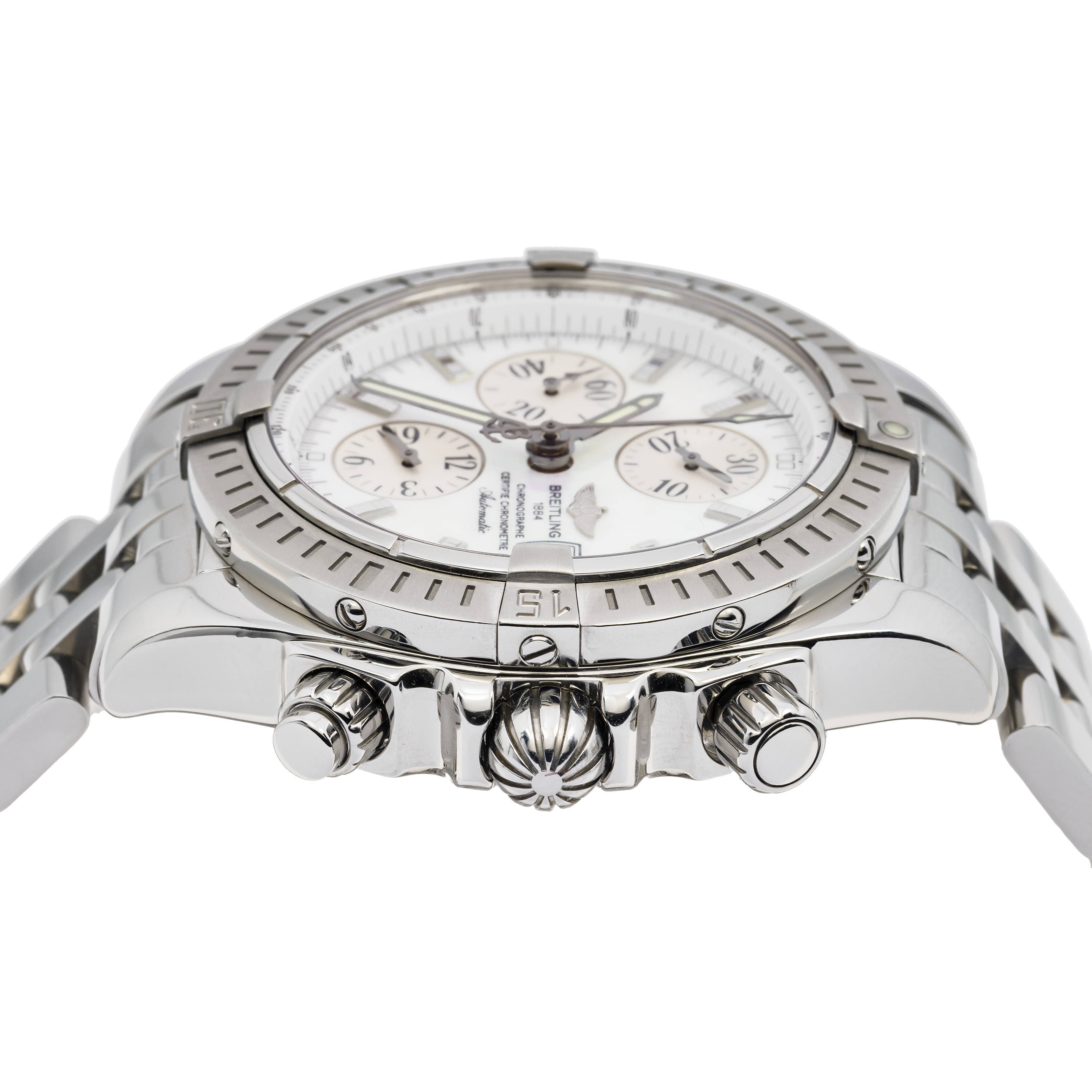BREITLING CHRONOMAT EVOLUTION A13356 44MM WHITE DIAL WITH STAINLESS STEEL BRACELET