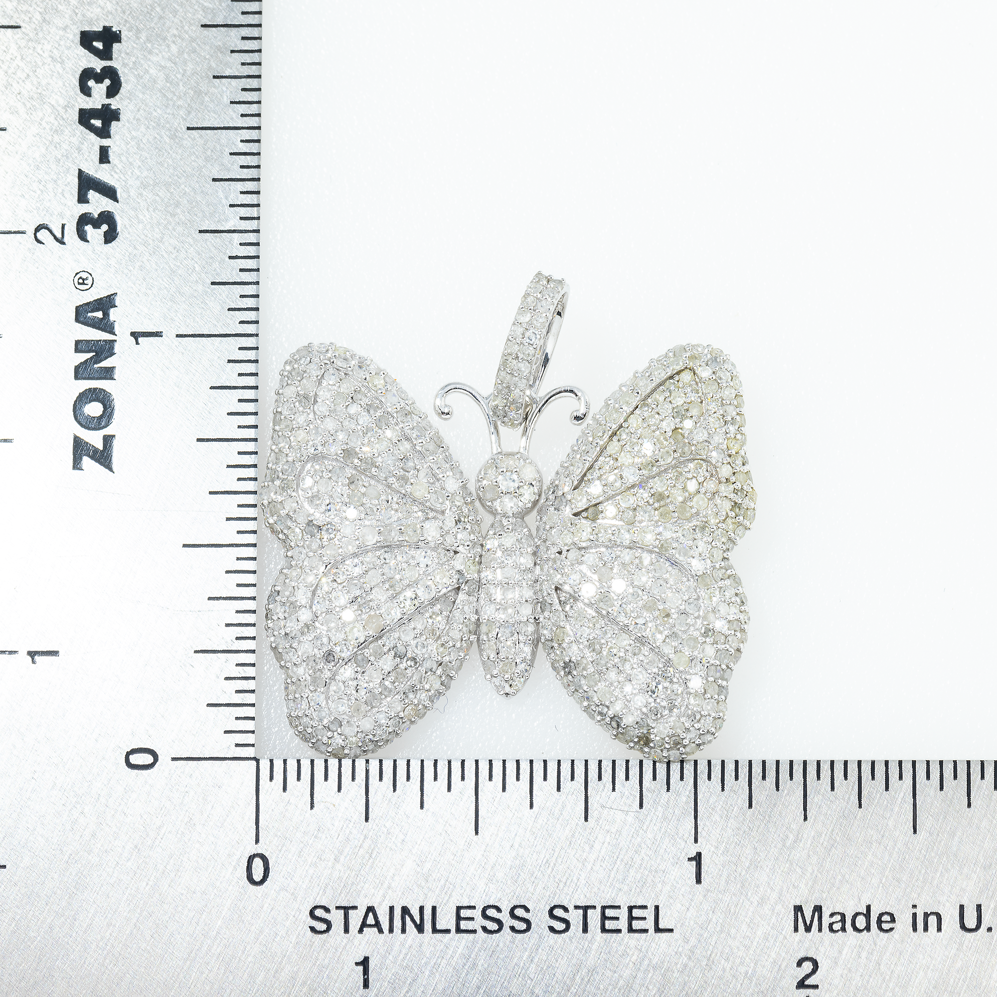 14K GOLD ROUND DIAMOND BUTTERFLY PENDANT 2.93 CT