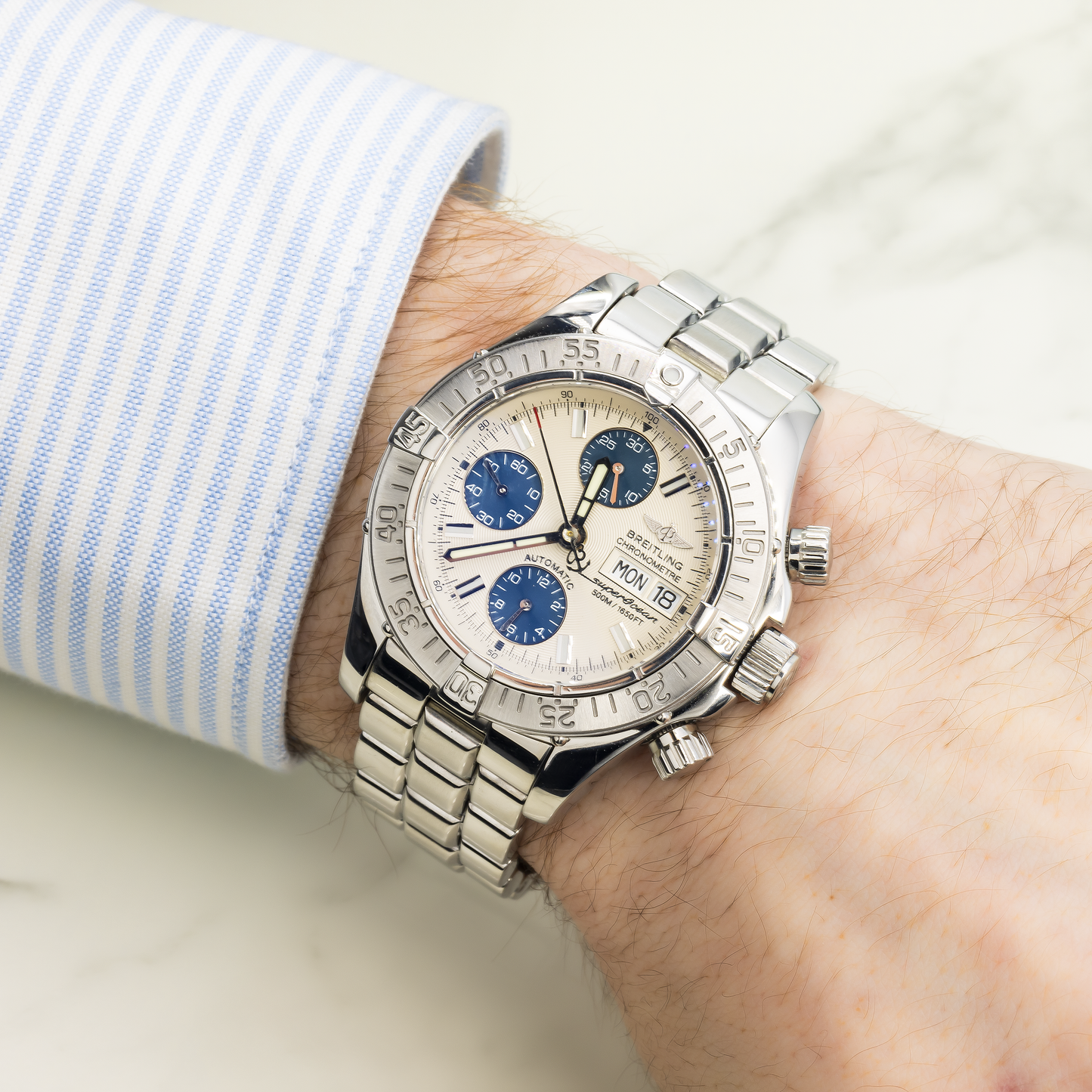 BREITLING SUPEROCEAN A13340 42MM WHITE DIAL WITH STAINLESS STEEL BRACELET