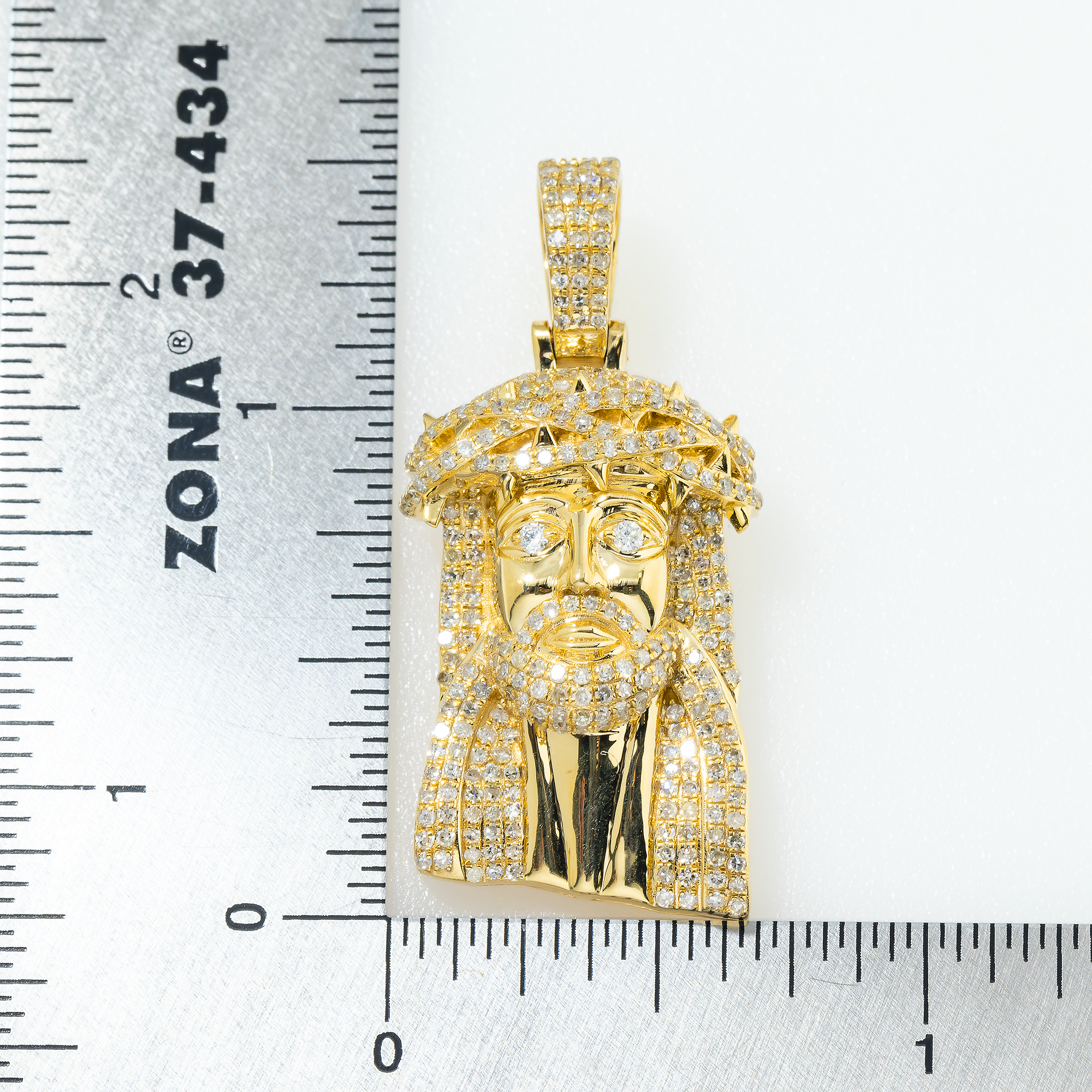 14K GOLD DIAMOND JESUS HEAD PENDANT 1.40 CT