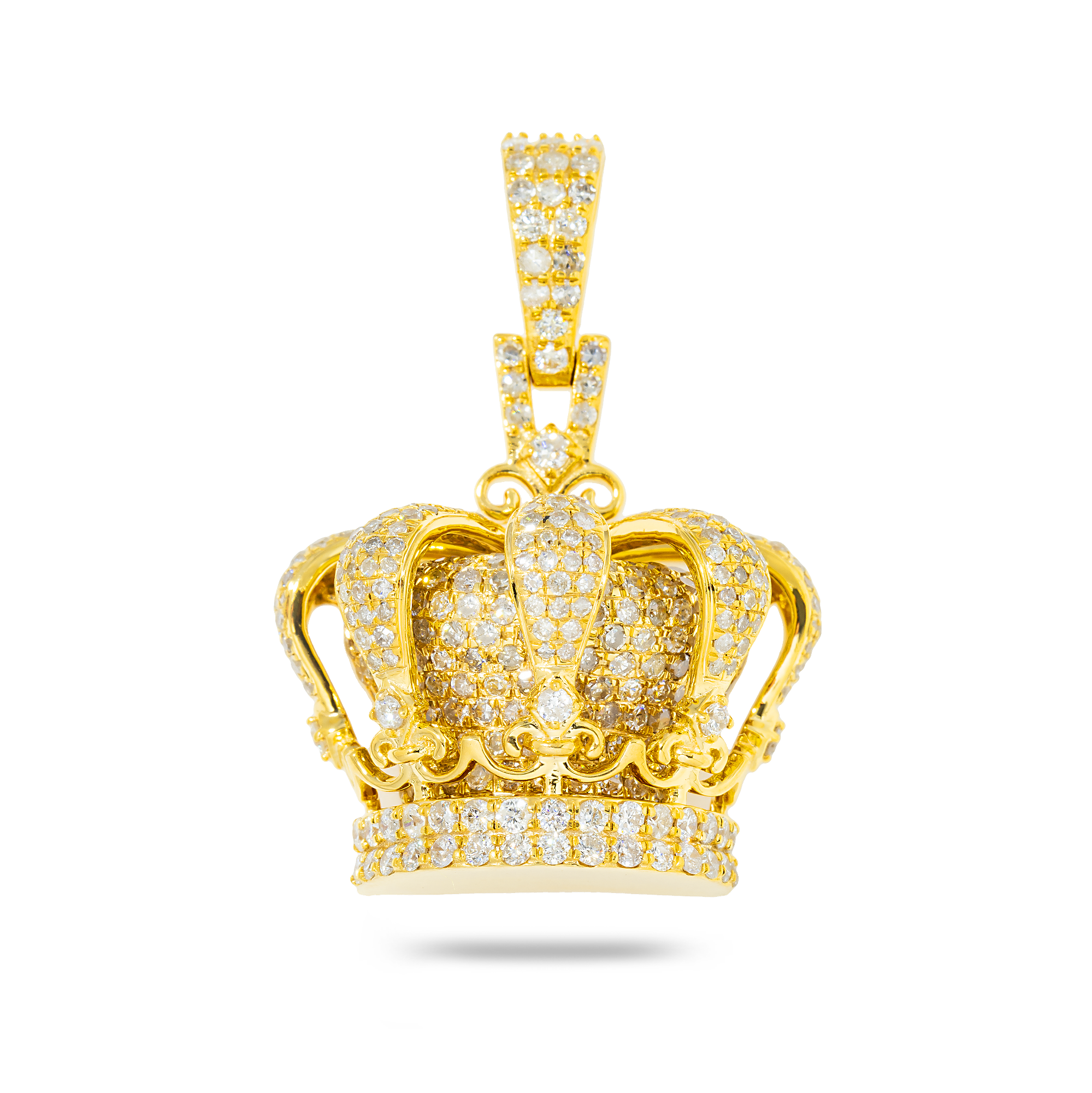 14K GOLD DIAMOND KING CROWN PENDANT 3.78 CT