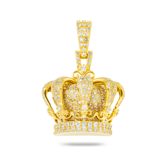 14K GOLD DIAMOND KING CROWN PENDANT 3.78 CT
