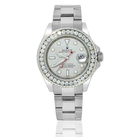 Rolex Yacht-Master Date 16622 40MM Platinum Dial With Diamond Bezel & Stainless Steel Oyster Bracelet
