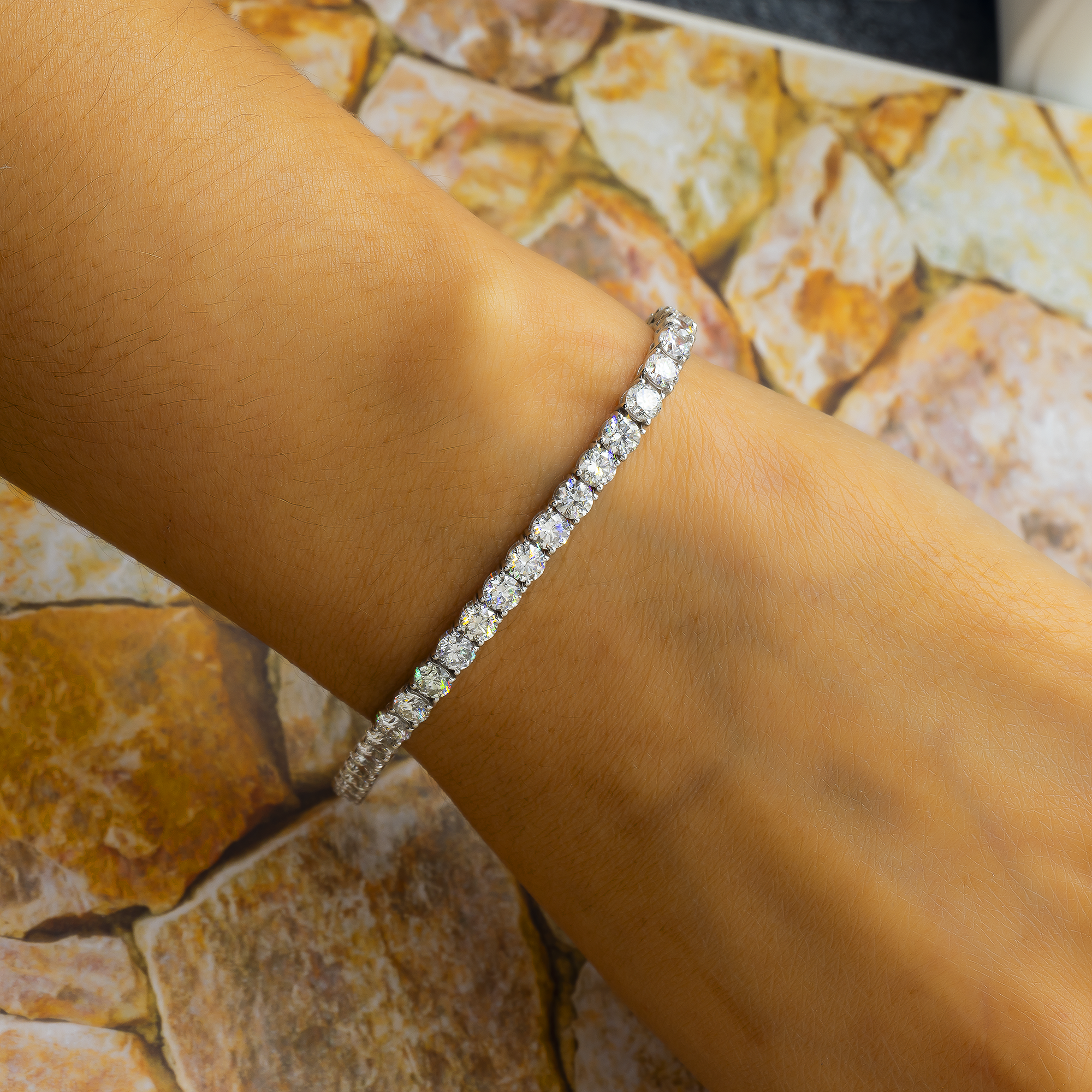 14K GOLD LAB DIAMOND TENNIS BRACELET 12.41 CT