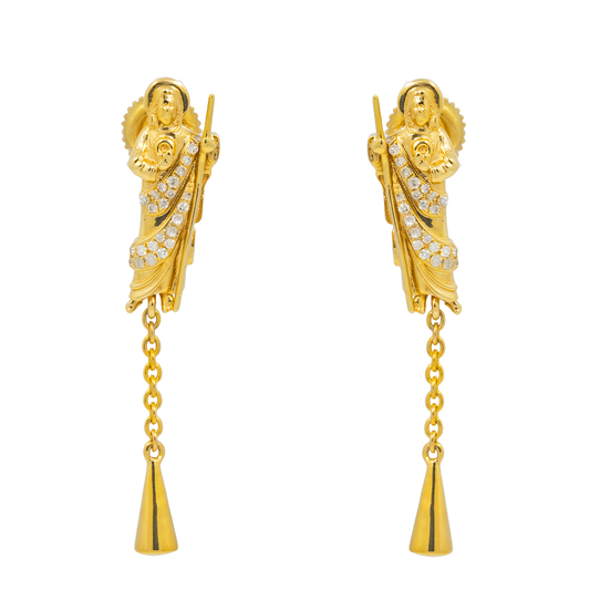 14K GOLD COLORED DIAMOND SAINT JUDE DROP EARRINGS 0.14 CTW