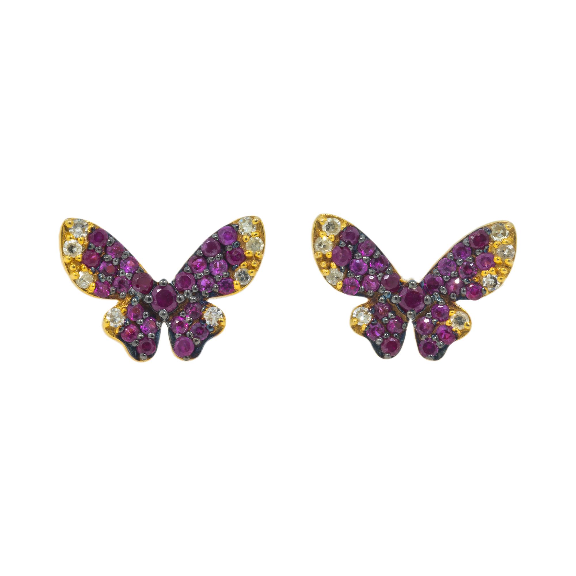 14K GOLD COLORED DIAMOND BUTTERFLY EARRINGS 0.15 CTW