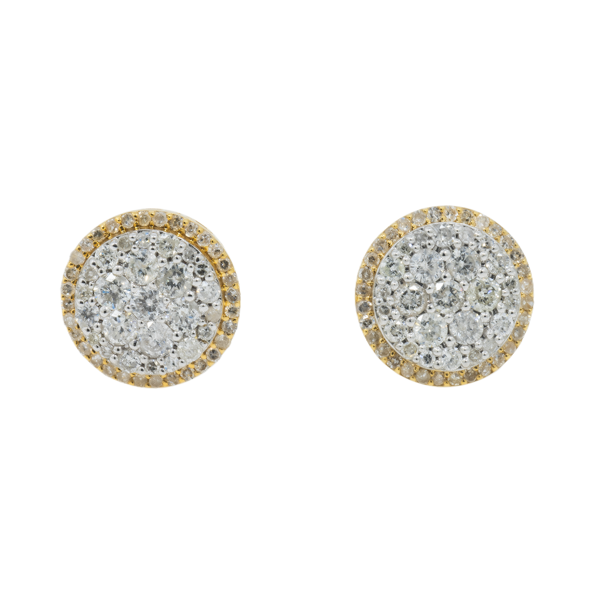 14K GOLD DIAMOND ROUND CLUSTER EARRINGS 0.93 CT