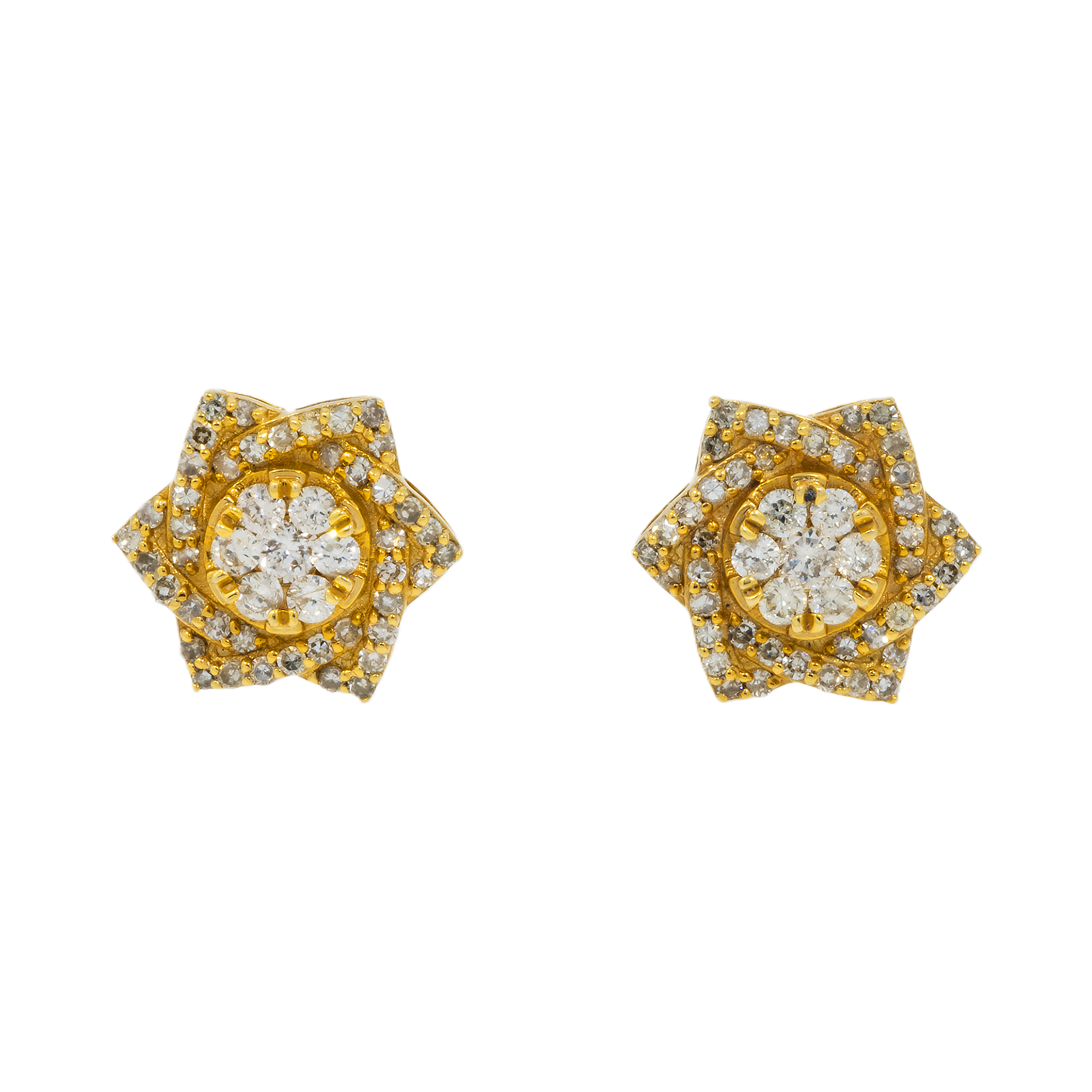 14K GOLD DIAMOND FLOWER SHAPE EARRINGS 0.63 CTW