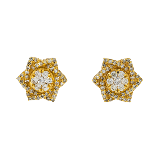 14K GOLD DIAMOND FLOWER SHAPE EARRINGS 0.63 CTW
