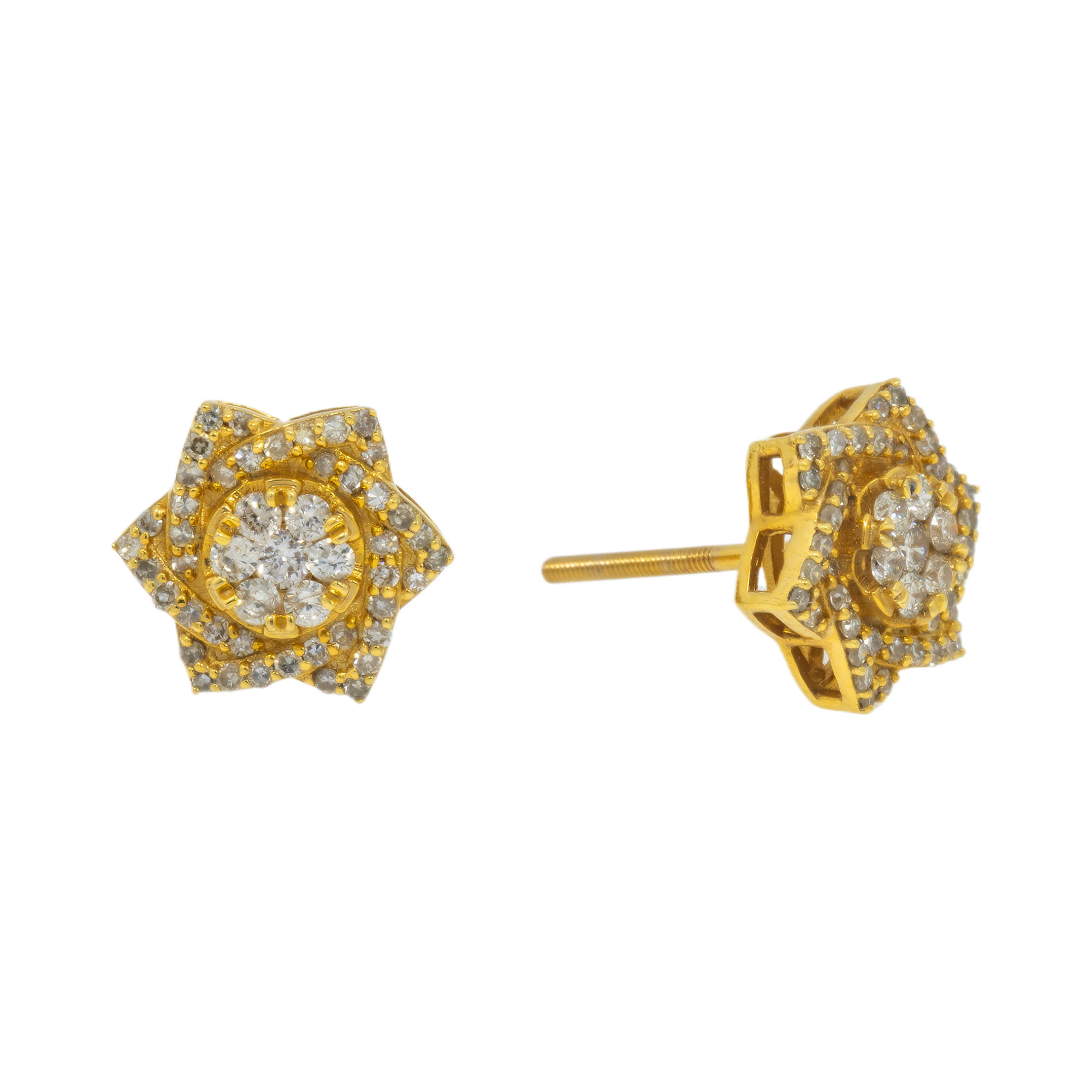 14K GOLD DIAMOND FLOWER SHAPE EARRINGS 0.63 CTW