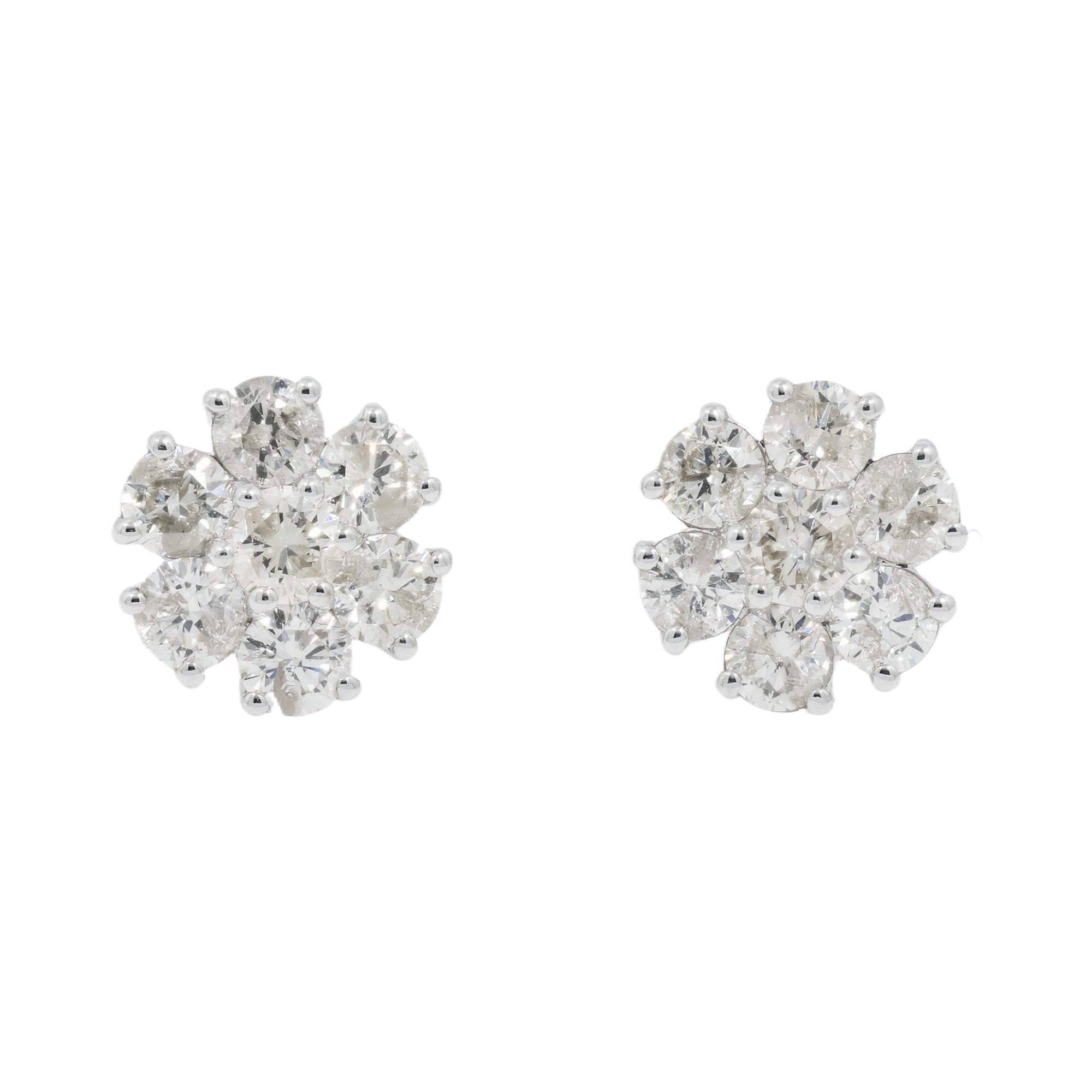 14K GOLD DIAMOND FLOWER SHAPE EARRINGS 3.40 CTW