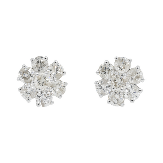 14K GOLD DIAMOND FLOWER SHAPE EARRINGS 3.40 CTW